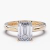 18K Yellow Gold Emerald Solitaire Diamond Ring